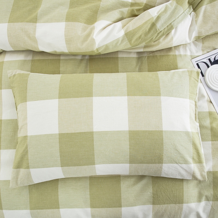 91家纺网 家纺一手货源 找家纺 棉邦 2023新款A类全棉色织水洗棉四件套-第二批 绿密大格