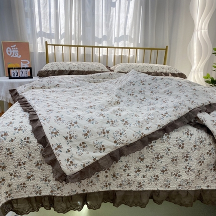 91家纺网 家纺一手货源 找家纺 暖居 2024新款直播全棉夹棉床盖夏被三件套夏凉被 墨尔本