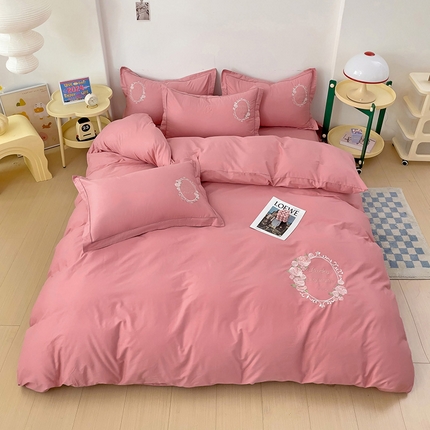 91家纺网 家纺一手货源 找家纺 云锦家居 2024春夏新品13372全棉刺绣绣花四件套-仙本娜 仙本娜-豆沙