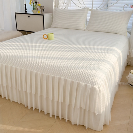 灰鲸 2025新款A类舒适凉豆豆华夫格床裙款凉席 凉豆豆-奶油白床裙款