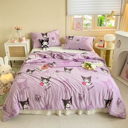 91家纺网 家纺一手货源 找家纺 沐辰 2024新款正版授权三丽鸥A类针织棉夏被 甜甜库洛米