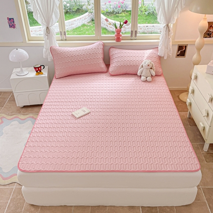 91家纺网 家纺一手货源 找家纺 喜梦缘 2025新款0.5大版卡通乳胶凉席三件套 樱花粉