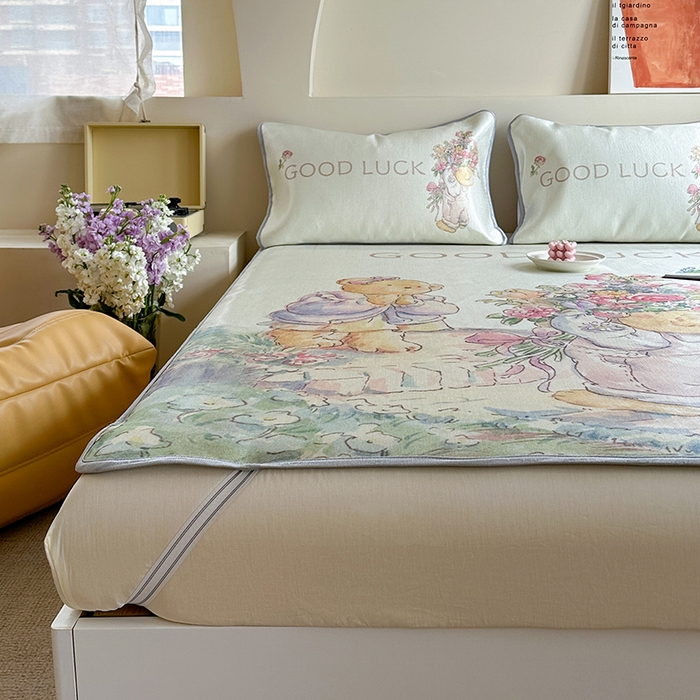 91家纺网 家纺一手货源 找家纺 萝莉家纺 2024新款大版冰丝凉席床席床笠款 送你一个春天-平席款 