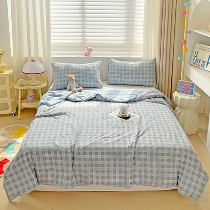 91家纺网 家纺一手货源 找家纺 （总）海岛哥哥 2024新款水洗双层纱超柔单夏被嵌绳款