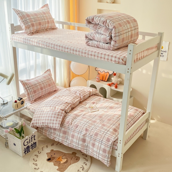 91家纺网 家纺一手货源 找家纺 棉造2023新款13372纯棉学生宿舍上下床套件全棉三件套六件套甜咪咪