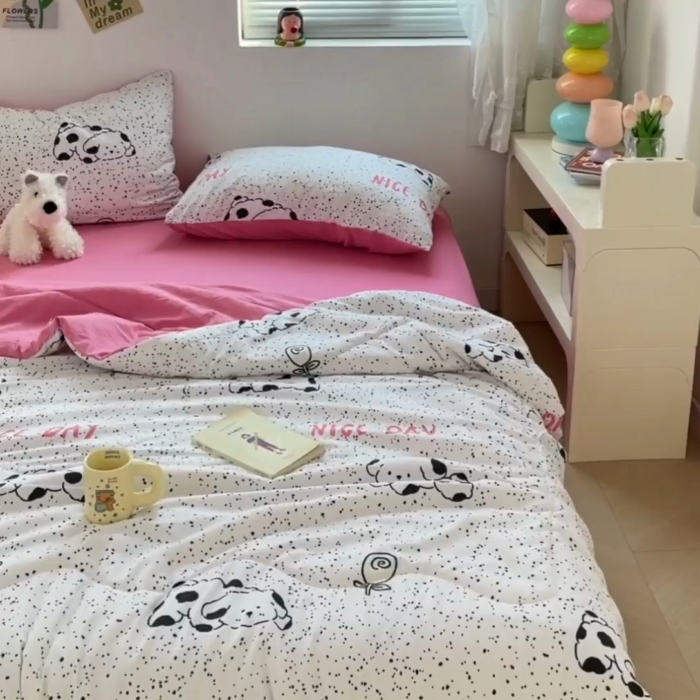 91家纺网 家纺一手货源 找家纺 卡斯诺家纺馆 2025新款水洗云朵棉夏被 （下载包包含买家秀）斑点狗