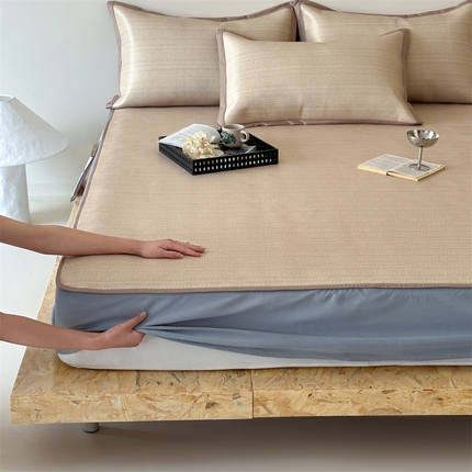 91家纺网 家纺一手货源 找家纺 （总）三味舒屋 2025新款草介原生抗菌防螨900D高端养生冰丝席（床笠款） 床笠