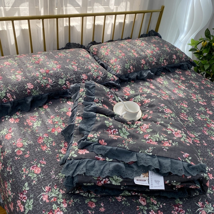 91家纺网 家纺一手货源 找家纺 暖居 2024新款直播全棉夹棉床盖夏被三件套夏凉被 中国美