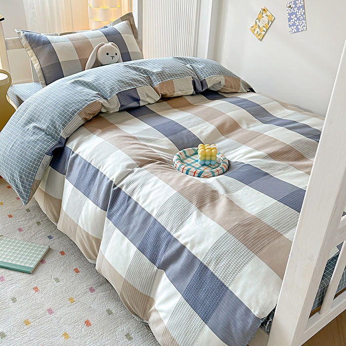 91家纺网 家纺一手货源 找家纺 棉造2023新款13372纯棉学生宿舍上下床套件全棉三件套六件套未来可期