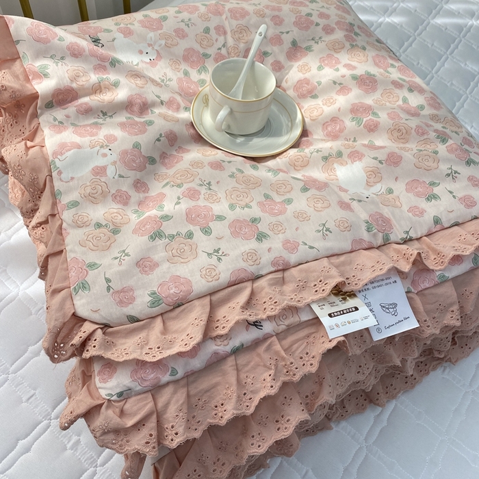 91家纺网 家纺一手货源 找家纺 暖居 2024新款直播全棉夹棉床盖夏被三件套夏凉被 美丽故事