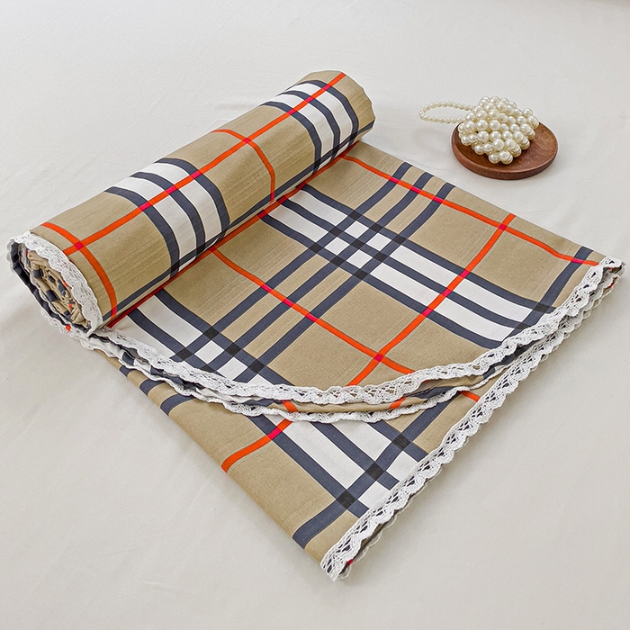 91家纺网 家纺一手货源 找家纺 宜家坊 2024新款鱼骨棉老粗布凉席花边款床单三件套 英伦时尚