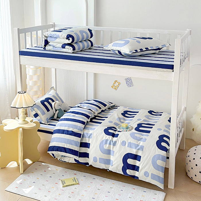 91家纺网 家纺一手货源 找家纺 棉造2023新款13372纯棉学生宿舍上下床套件全棉三件套六件套年少有你