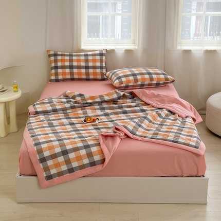 91家纺网 家纺一手货源 找家纺 （总）棉邦 2024新款全棉水洗棉色织夏被四件套