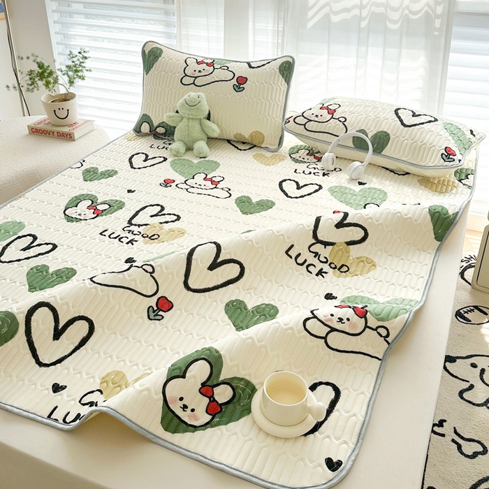 91家纺网 家纺一手货源 找家纺 贝扬思家纺 2024新款BYS凉感丝乳胶凉席 奇缘小兔