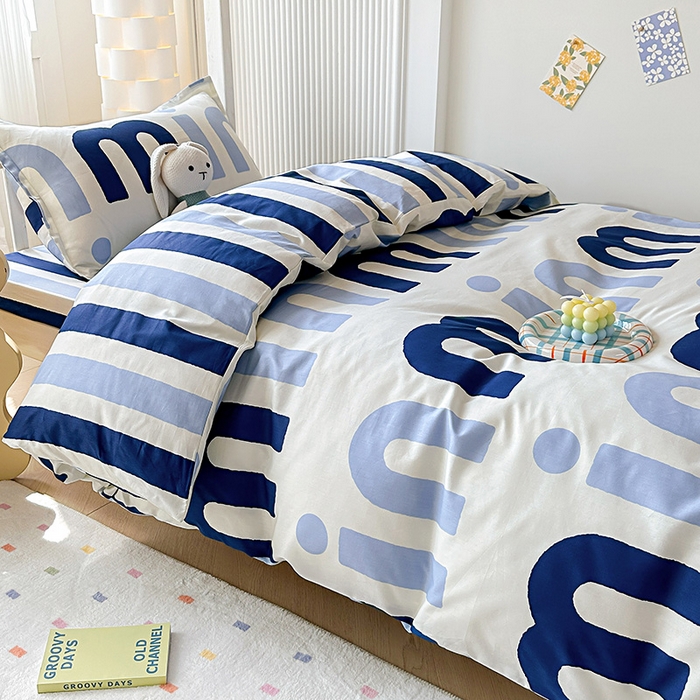 91家纺网 家纺一手货源 找家纺 棉造2023新款13372纯棉学生宿舍上下床套件全棉三件套六件套年少有你