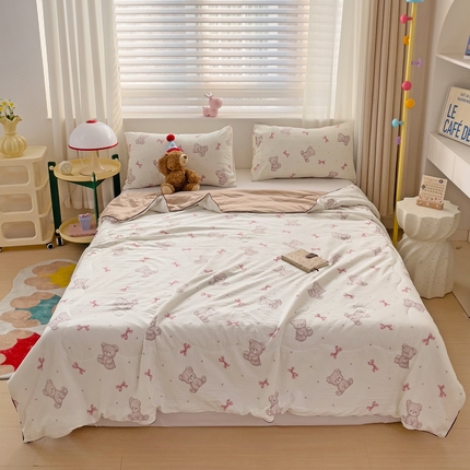 91家纺网 家纺一手货源 找家纺 （总）海岛哥哥 2024新款水洗双层纱超柔单夏被嵌绳款