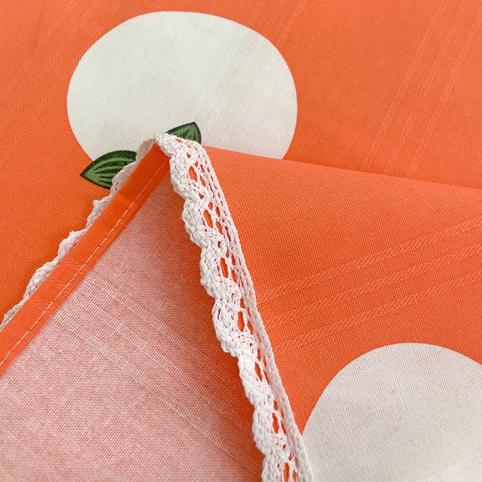 91家纺网 家纺一手货源 找家纺 宜家坊 2024新款鱼骨棉老粗布凉席花边款床单三件套 柿柿如意-桔