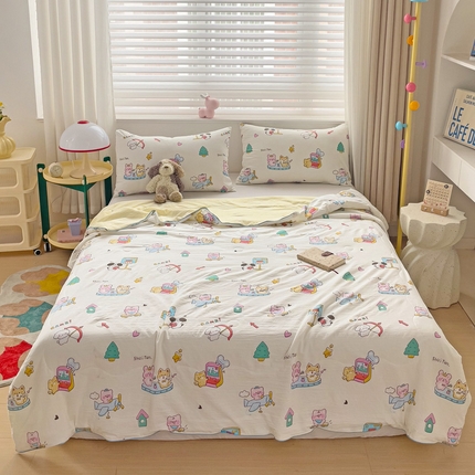 91家纺网 家纺一手货源 找家纺 （总）海岛哥哥 2024新款水洗双层纱超柔单夏被嵌绳款