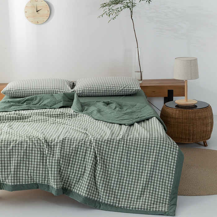 91家纺网 家纺一手货源 找家纺 （总）棉邦 2024新款全棉水洗棉色织夏被四件套