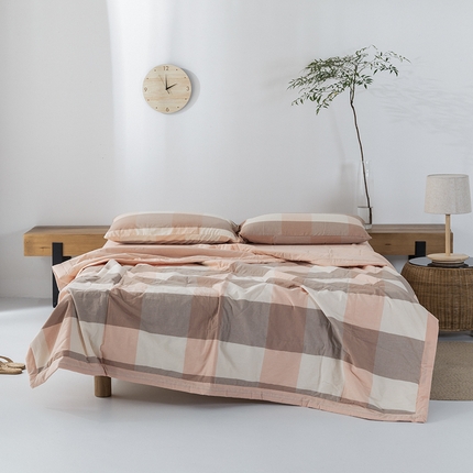 91家纺网 家纺一手货源 找家纺 （总）棉邦 2024新款全棉水洗棉色织夏被四件套