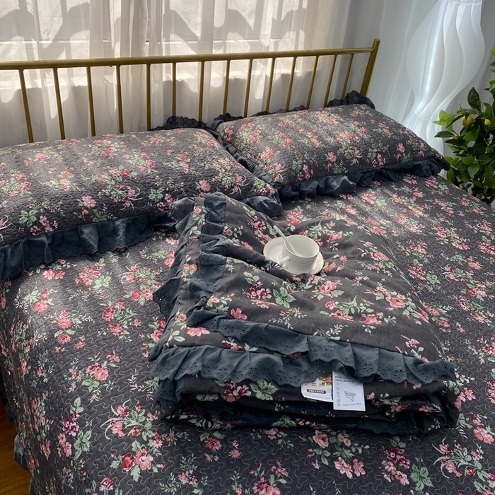 91家纺网 家纺一手货源 找家纺 暖居 2024新款直播全棉夹棉床盖夏被三件套夏凉被 中国美