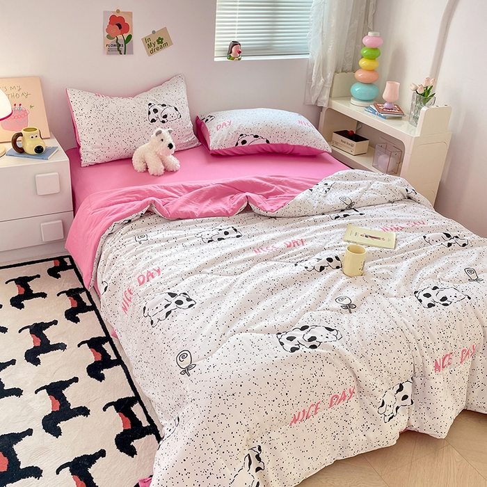 91家纺网 家纺一手货源 找家纺 卡斯诺家纺馆 2025新款水洗云朵棉夏被 （下载包包含买家秀）斑点狗