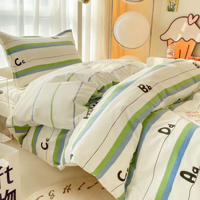 91家纺网 家纺一手货源 找家纺 棉造2023新款13372纯棉学生宿舍上下床套件全棉三件套六件套匆匆那年