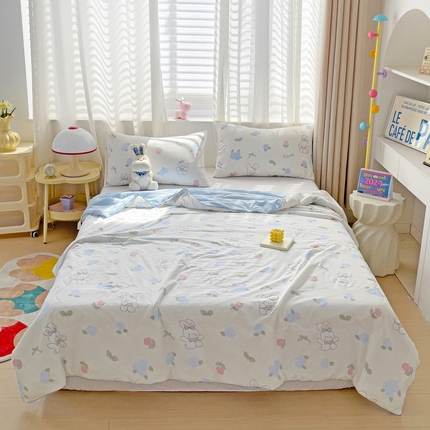 91家纺网 家纺一手货源 找家纺 （总）海岛哥哥 2024新款水洗双层纱超柔单夏被嵌绳款