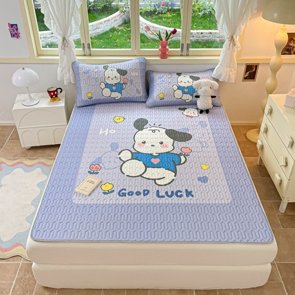 91家纺网 家纺一手货源 找家纺 喜梦缘 2025新款0.5大版卡通乳胶凉席三件套 可爱狗狗