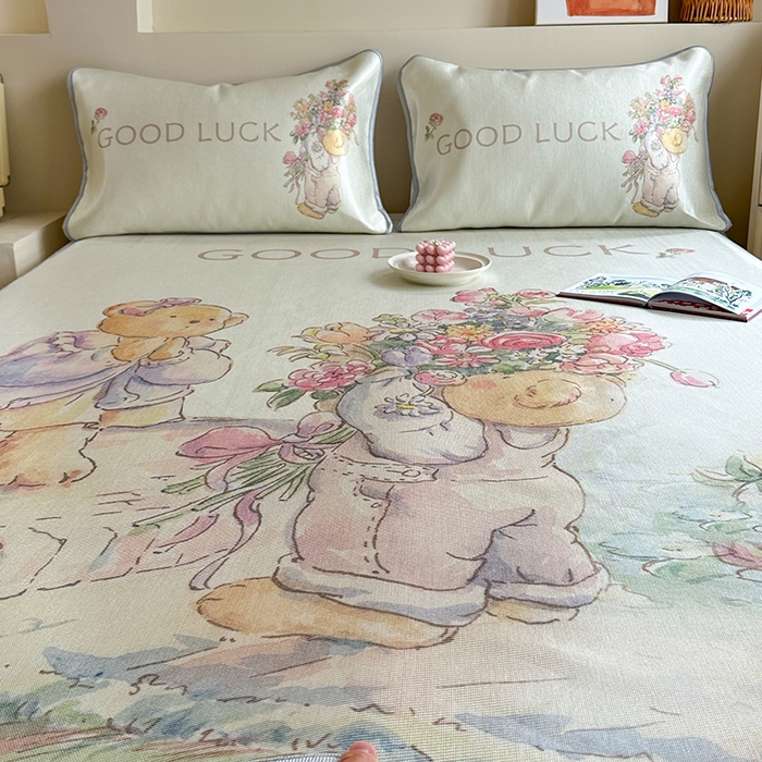 91家纺网 家纺一手货源 找家纺 萝莉家纺 2024新款大版冰丝凉席床席床笠款 送你一个春天-平席款 