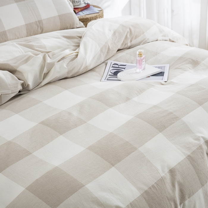 91家纺网 家纺一手货源 找家纺 棉邦 2023新款A类全棉色织水洗棉四件套-第二批 米密大格