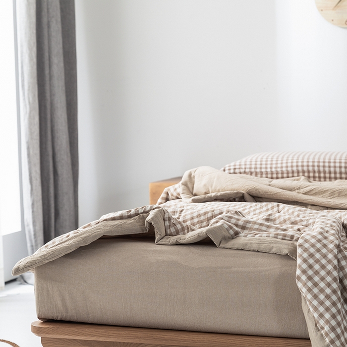 91家纺网 家纺一手货源 找家纺 棉邦 2024新款全棉水洗棉色织夏被四件套 米小格