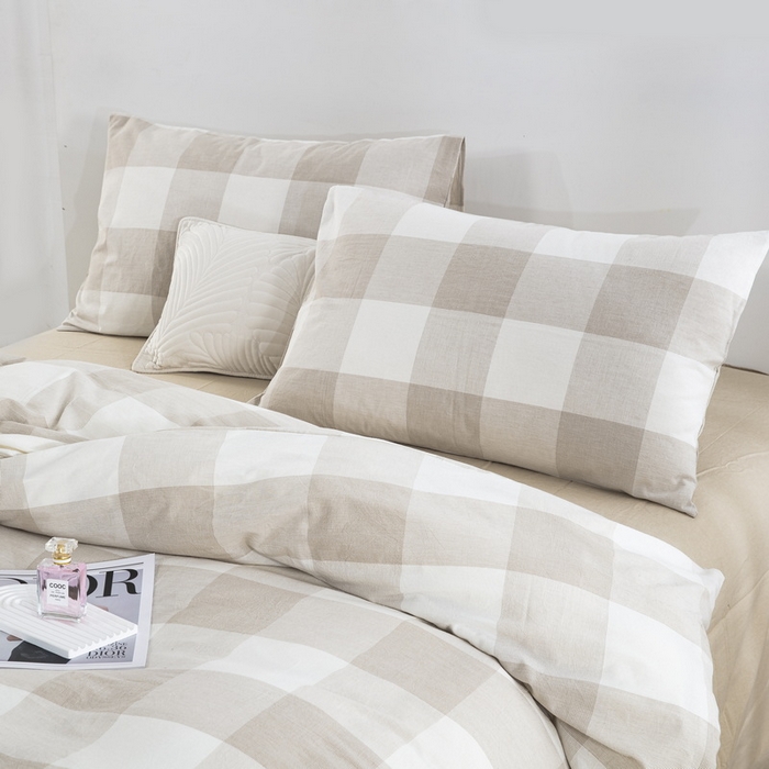 91家纺网 家纺一手货源 找家纺 棉邦 2023新款A类全棉色织水洗棉四件套-第二批 米密大格