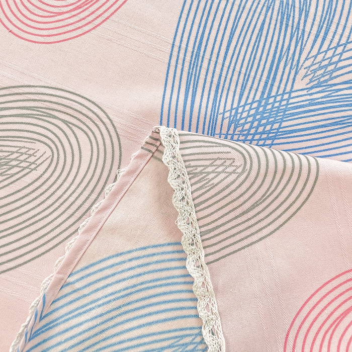 91家纺网 家纺一手货源 找家纺 宜家坊 2024新款鱼骨棉老粗布凉席花边款床单三件套 心动-粉