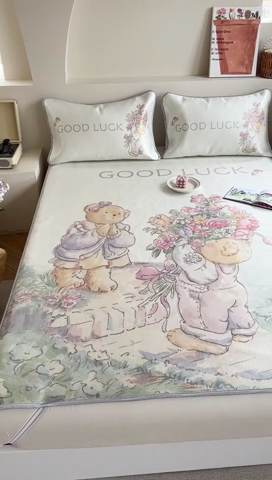 91家纺网 家纺一手货源 找家纺 萝莉家纺 2024新款大版冰丝凉席床席床笠款 送你一个春天-平席款 