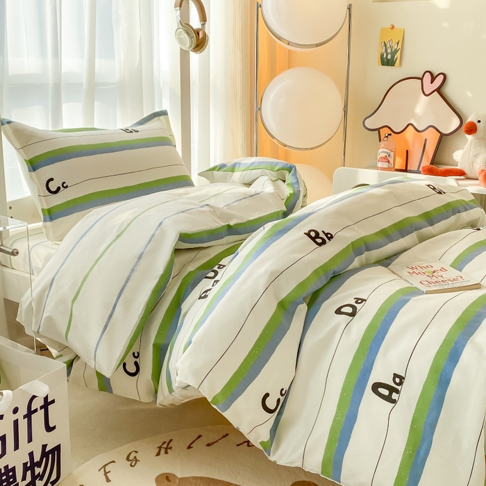 91家纺网 家纺一手货源 找家纺 棉造2023新款13372纯棉学生宿舍上下床套件全棉三件套六件套匆匆那年