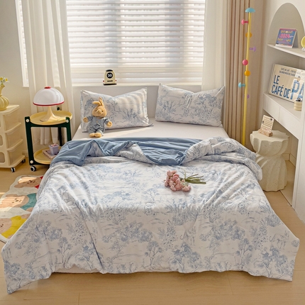 91家纺网 家纺一手货源 找家纺 （总）海岛哥哥 2024新款水洗双层纱超柔单夏被嵌绳款