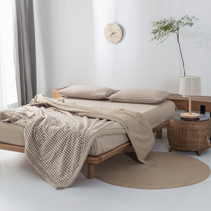 91家纺网 家纺一手货源 找家纺 棉邦 2024新款全棉水洗棉色织夏被四件套 米小格