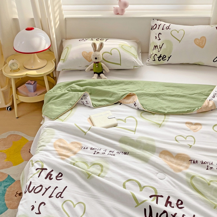 91家纺网 家纺一手货源 找家纺 海岛哥哥 2024新款水洗双层纱超柔单夏被嵌绳款 遇见浪漫