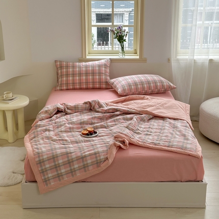 91家纺网 家纺一手货源 找家纺 （总）棉邦 2024新款全棉水洗棉色织夏被四件套