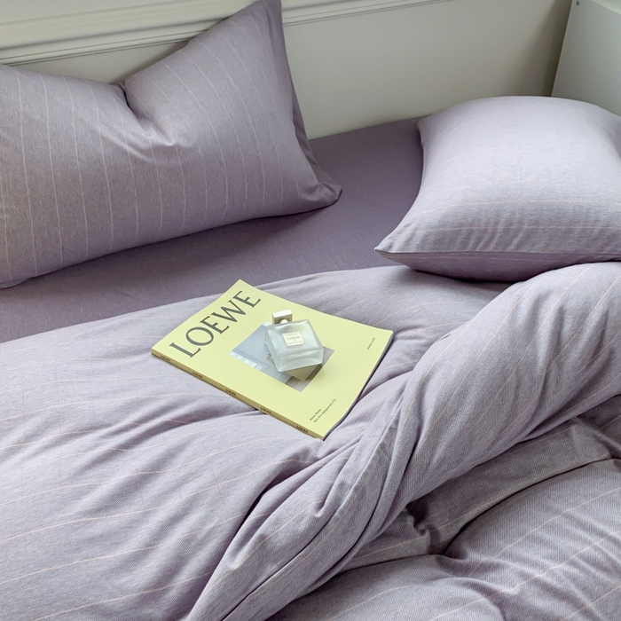 91家纺网 家纺一手货源 找家纺 恋尚羽家纺 2025新款A类母婴级全棉色织针织棉四件套 纯紫