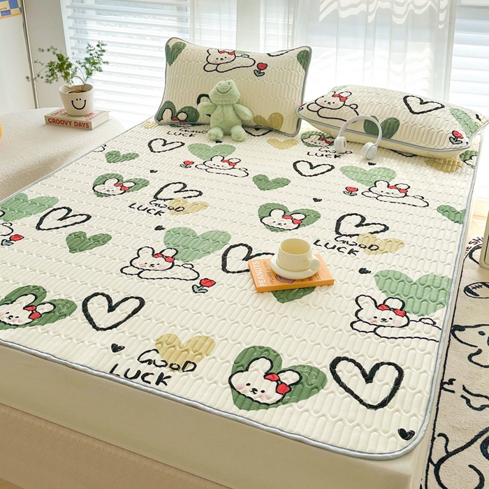 91家纺网 家纺一手货源 找家纺 贝扬思家纺 2024新款BYS凉感丝乳胶凉席 奇缘小兔