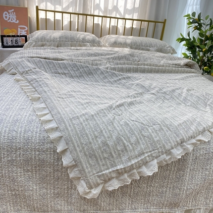 91家纺网 家纺一手货源 找家纺 （总）暖居 2024新款直播全棉夹棉床盖夏被三件套夏凉被