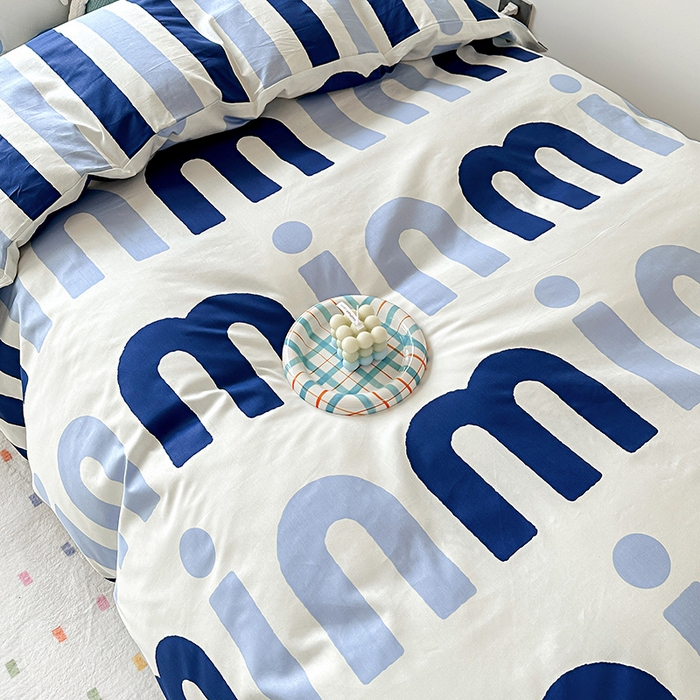 91家纺网 家纺一手货源 找家纺 棉造2023新款13372纯棉学生宿舍上下床套件全棉三件套六件套年少有你