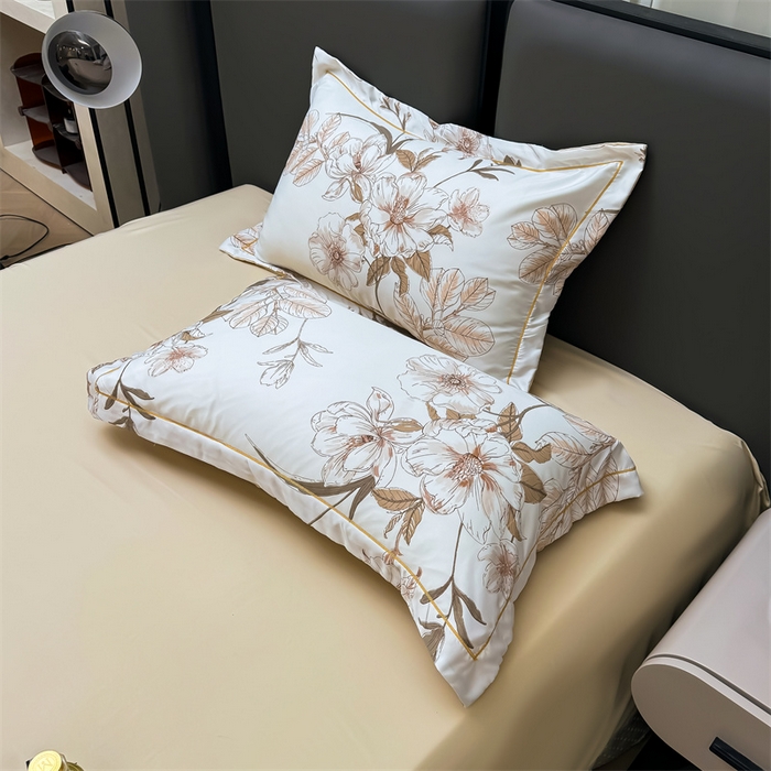 91家纺网 家纺一手货源 找家纺 满羽家纺 2024热款冰丝绸冰豆豆被夏被四件套凉感空调被 满庭芳-棕灰