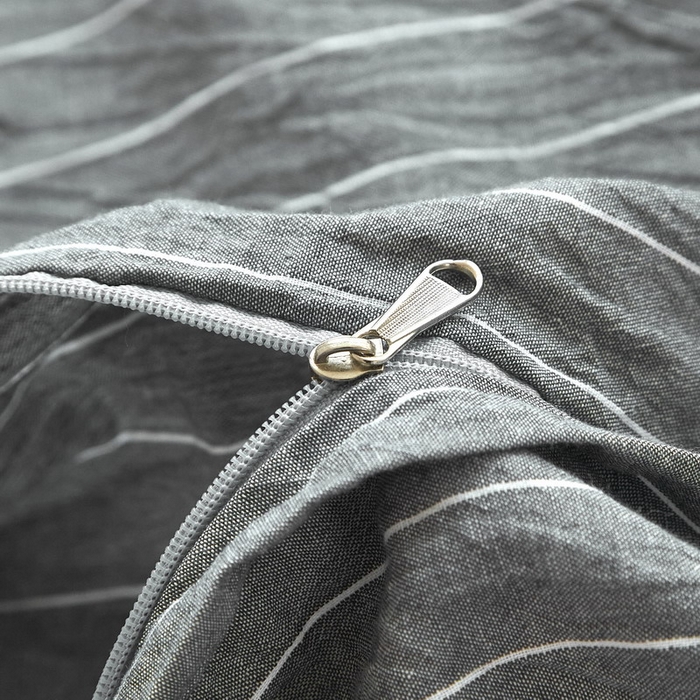 91家纺网 家纺一手货源 找家纺 金纱玉纺家纺 2024新款色织全棉水洗棉四件套 多拉-灰