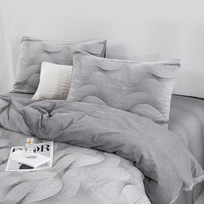 91家纺网 家纺一手货源 找家纺 棉邦 2024新品亲肤双层纱四件套 银河律动