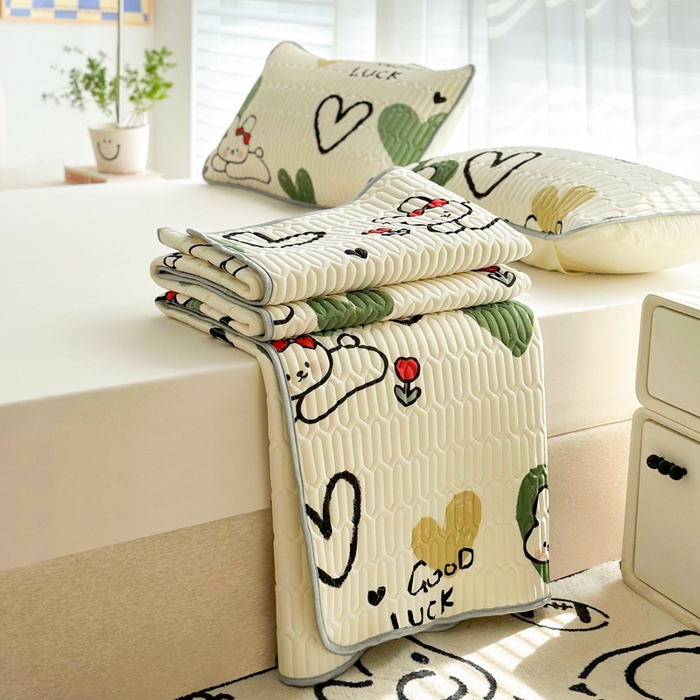 91家纺网 家纺一手货源 找家纺 贝扬思家纺 2024新款BYS凉感丝乳胶凉席 奇缘小兔