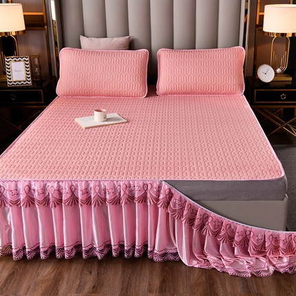 91家纺网 家纺一手货源 找家纺 （总1）诺梵 2025新款可拆卸乳胶凉席三件套床裙款