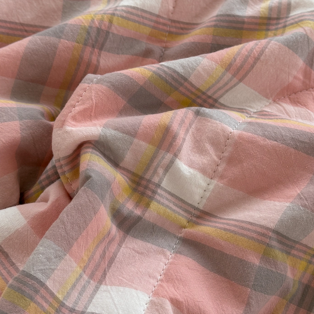 91家纺网 家纺一手货源 找家纺 棉邦 2024新款全棉水洗棉色织夏被四件套 简兮粉